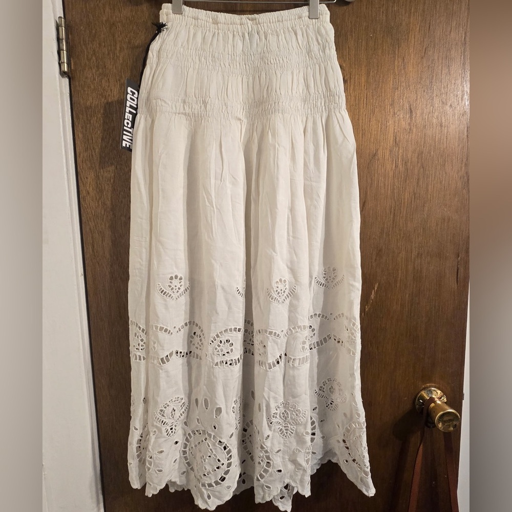 Future Collective White Eyelet Maxi Skirt XS NWT - Picture 4 of 4